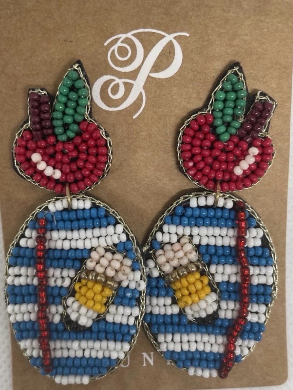 Plunder Design Jewelry Apple of my Eye Beaded Teacher Earrings